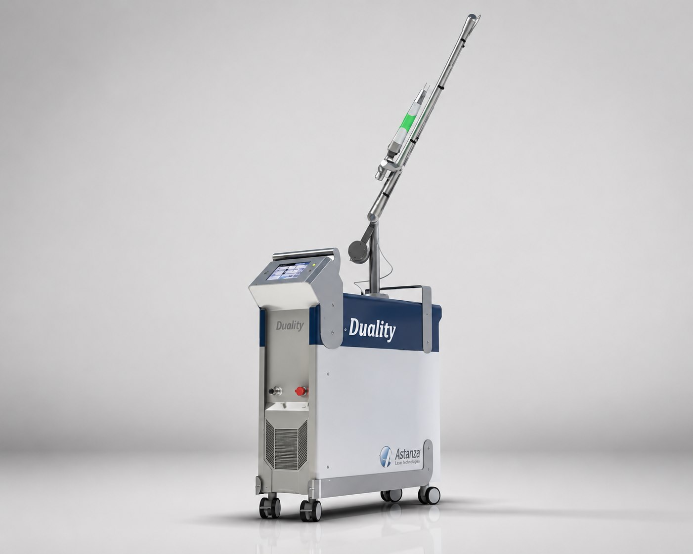 The Astanza Duality laser tattoo removal machine, shown in full on a plain studio background.